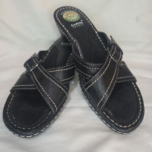 Earth Spirit Gelron 2000 Women's Size 8M Black Wedge Sandals